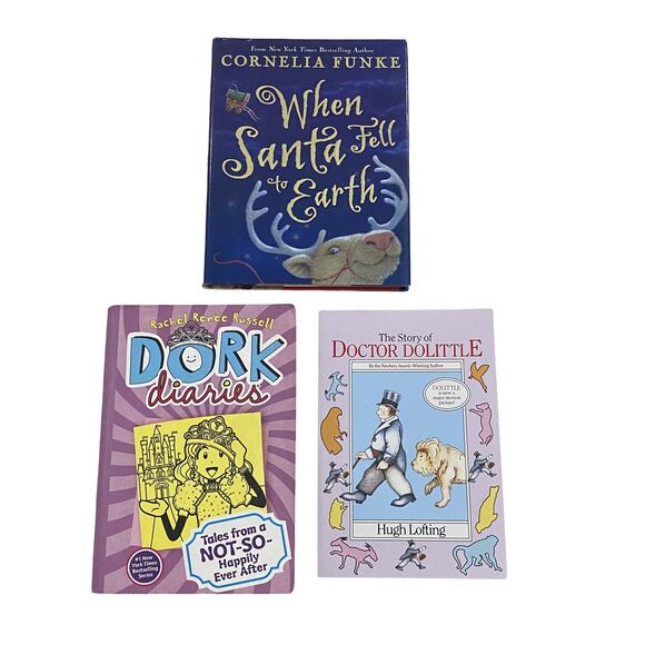 3 Kids Books Bundle DOCTOR DOLITTLE, DORK DIARIES, & WHEN SANTA FELL TO EARTH - Picture 1 of 12